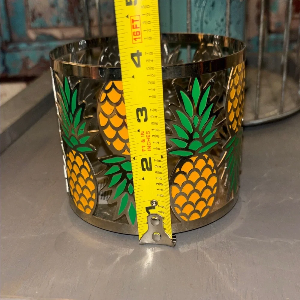 *Sold on eBay Bath & Body Works BBW 3-Wick Jar Candle Holder Pineapples tropical - Picture 3 of 6